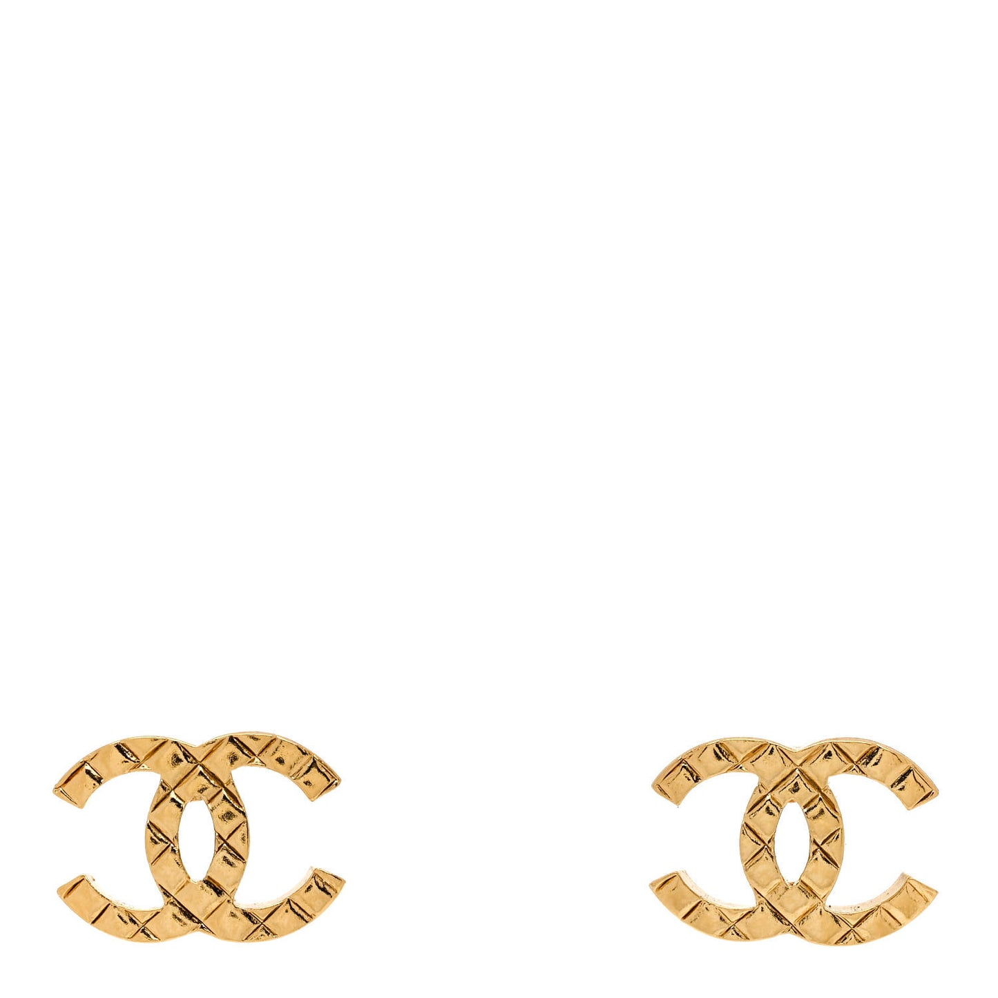 Metal Textured CC Earrings Gold
