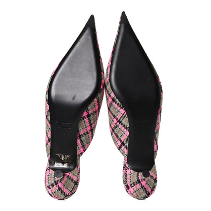 Balenciaga Wool Check Pointed Toe 40mm Mules 38 Grey Pink 8 of 12
