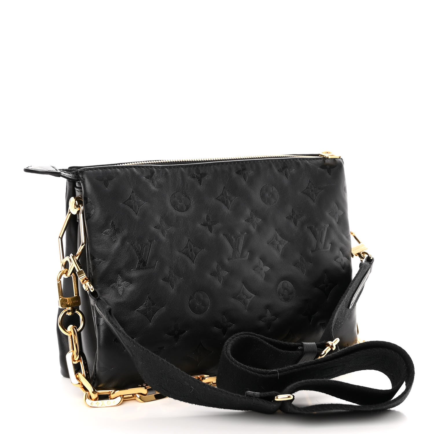 Louis Vuitton Lambskin Embossed Monogram Coussin PM Black 2 of 11
