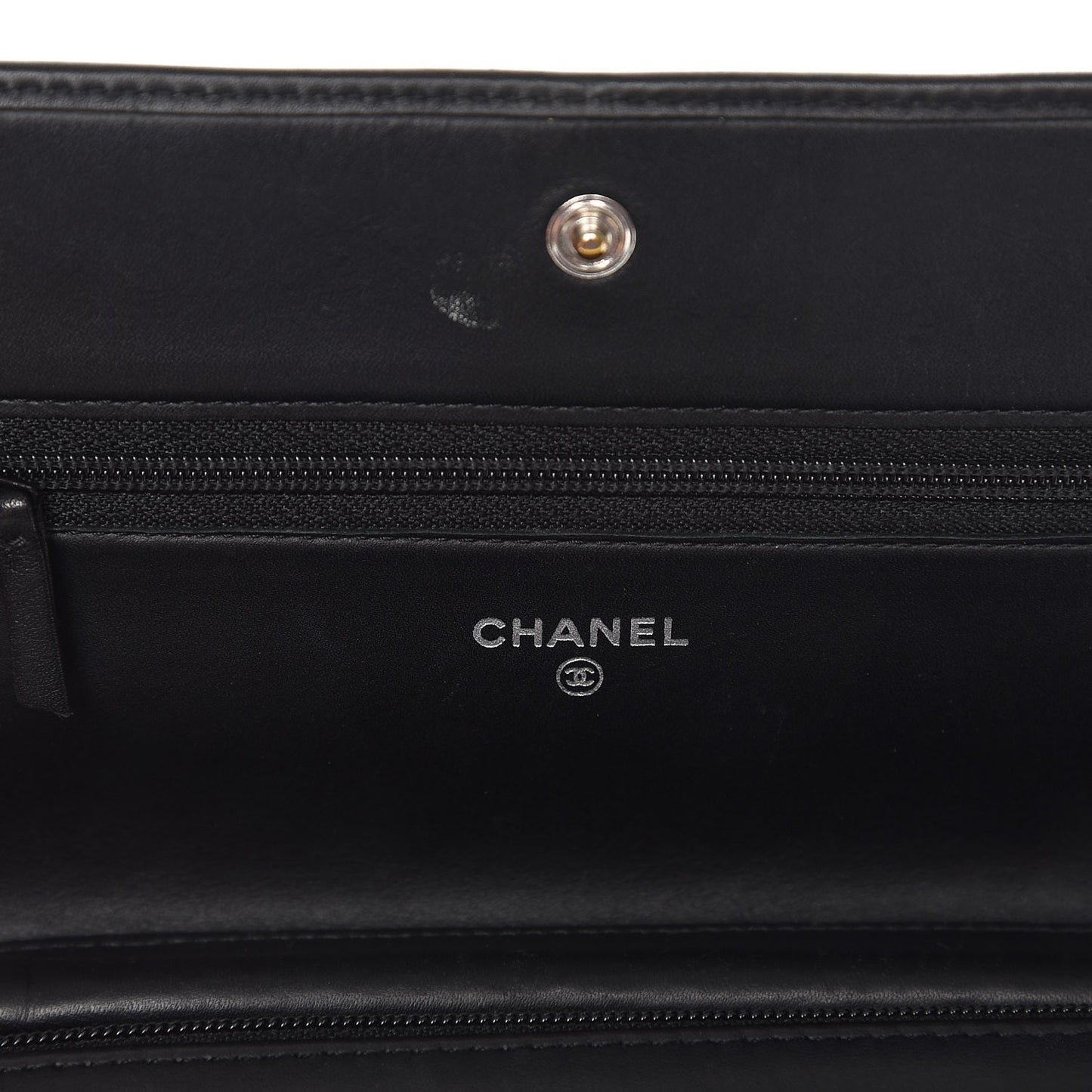 Calfskin Quilted Cambon Wallet On Chain WOC Black