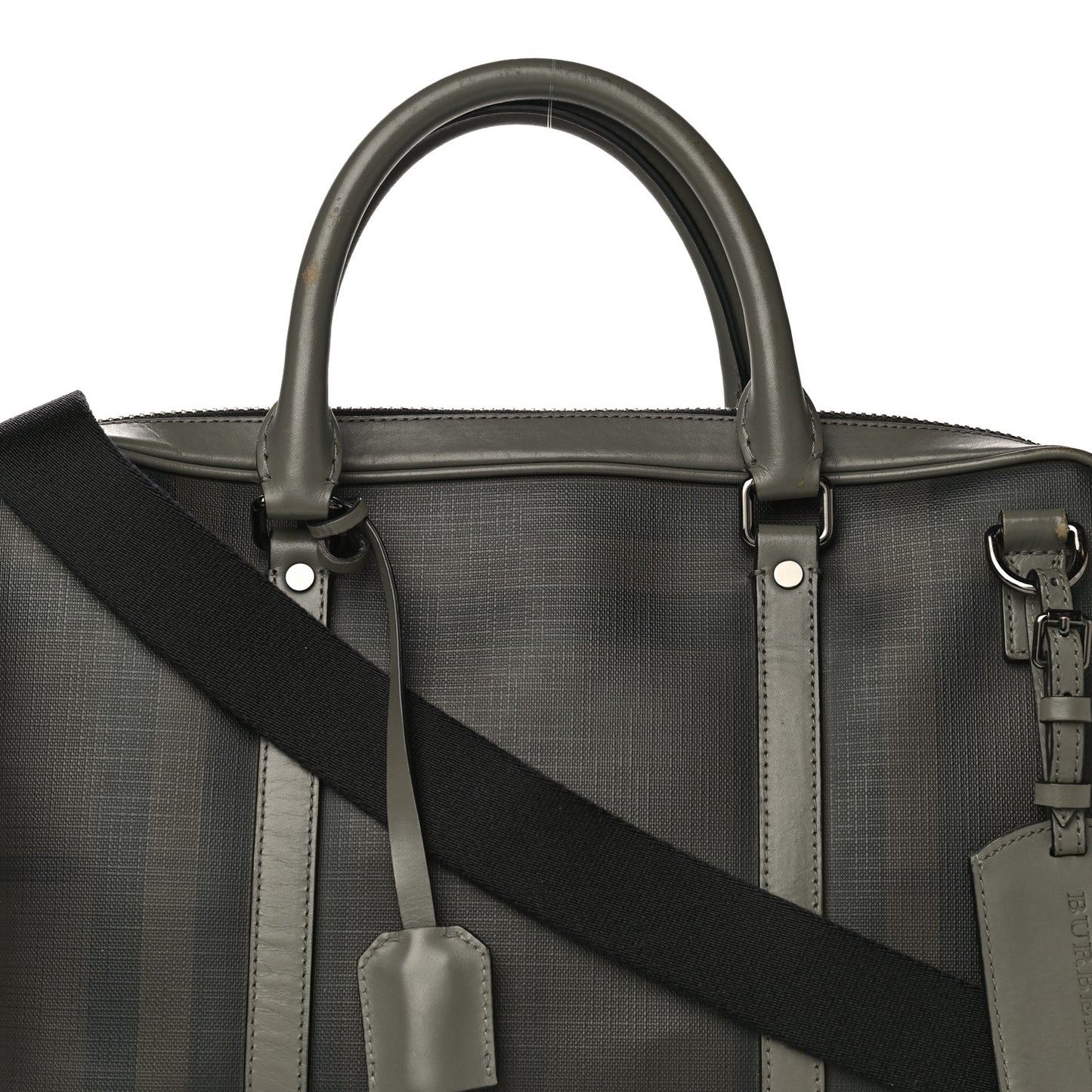 London Smoked Check Large Briefcase Grey