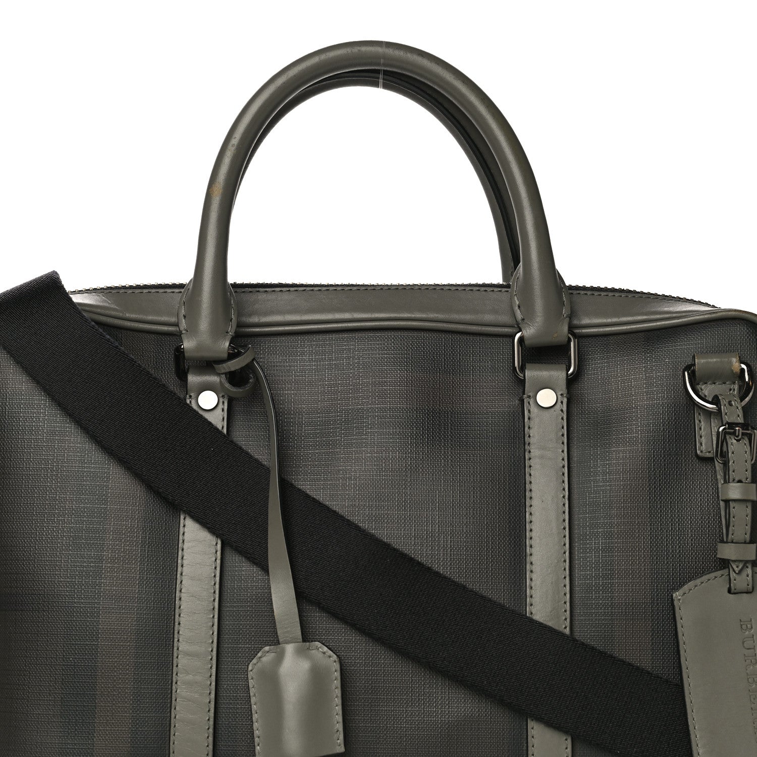 Burberry London Smoked Check Large Briefcase Grey 8 of 39