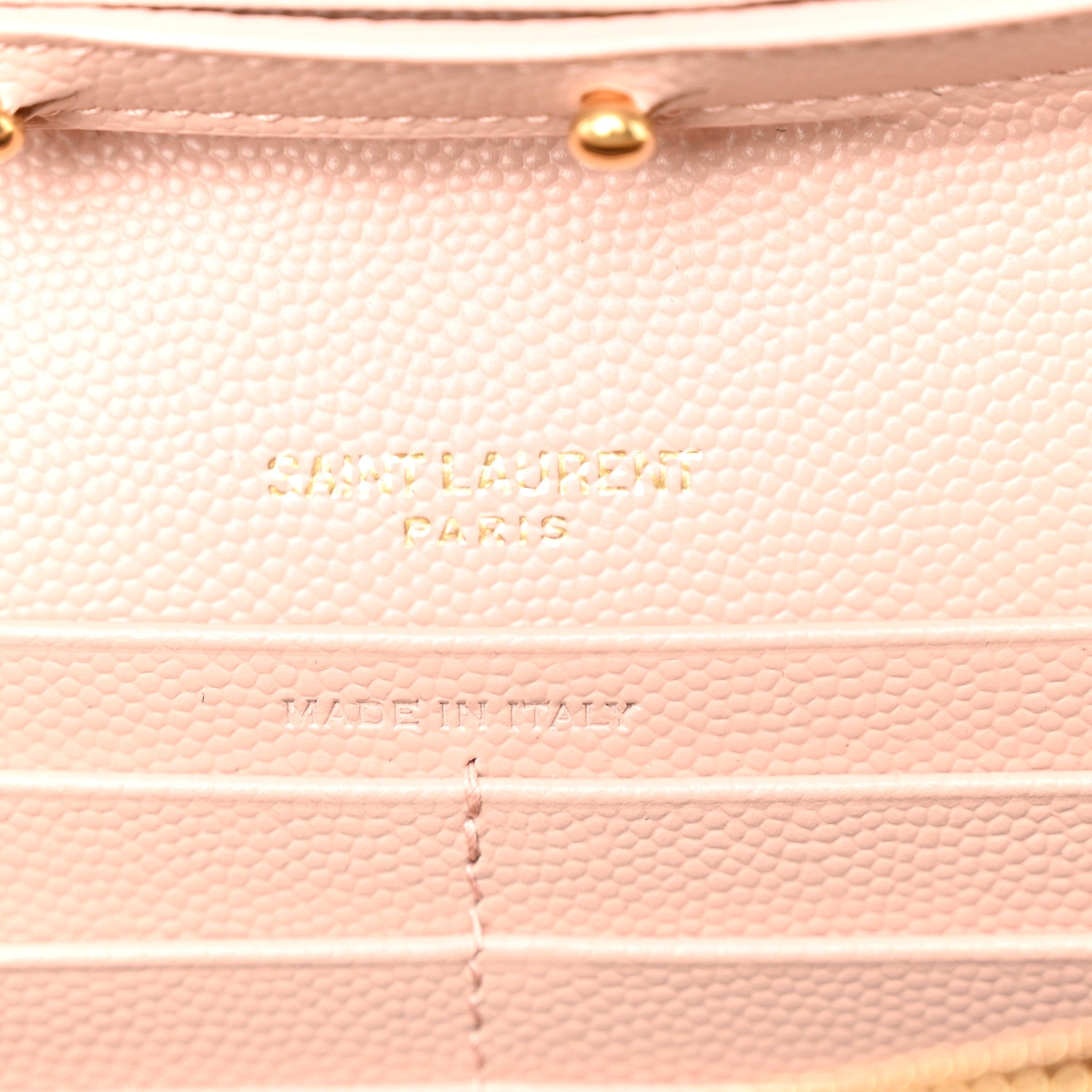 Saint Laurent Grain De Poudre Matelasse Chevron Monogram Chain Wallet Pale Pink 6 of 9