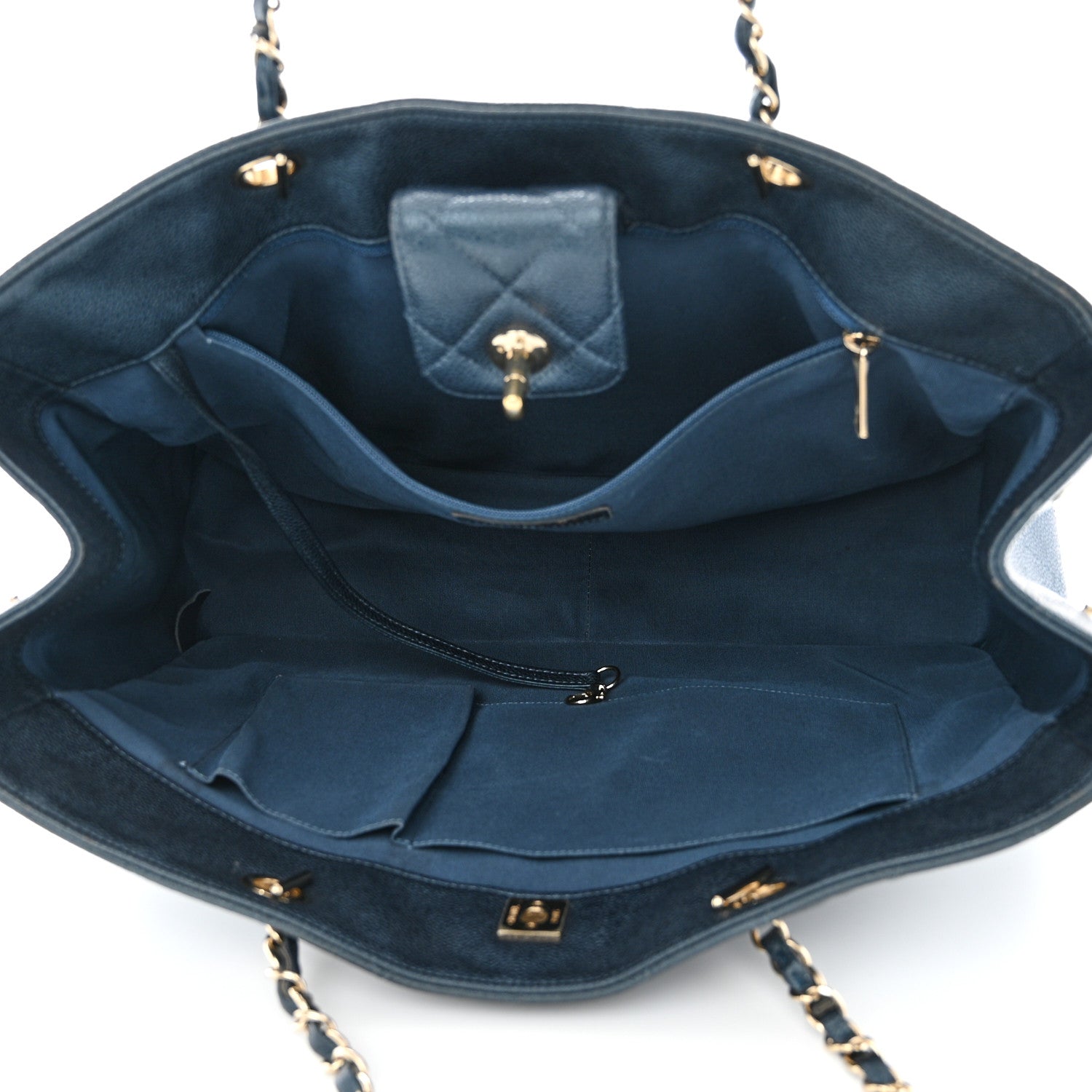 Chanel Caviar Quilted Large CC Shopping Tote Navy 5 of 16