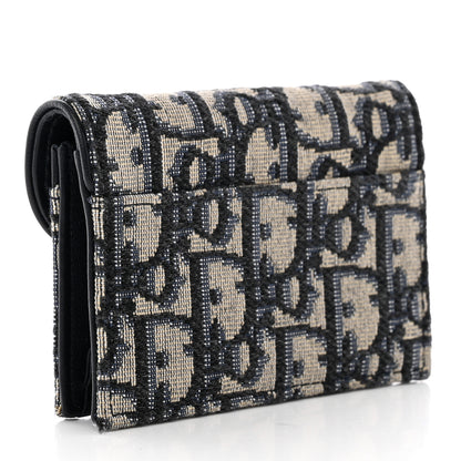 Christian Dior Oblique Saddle Card Holder Blue 3 of 11