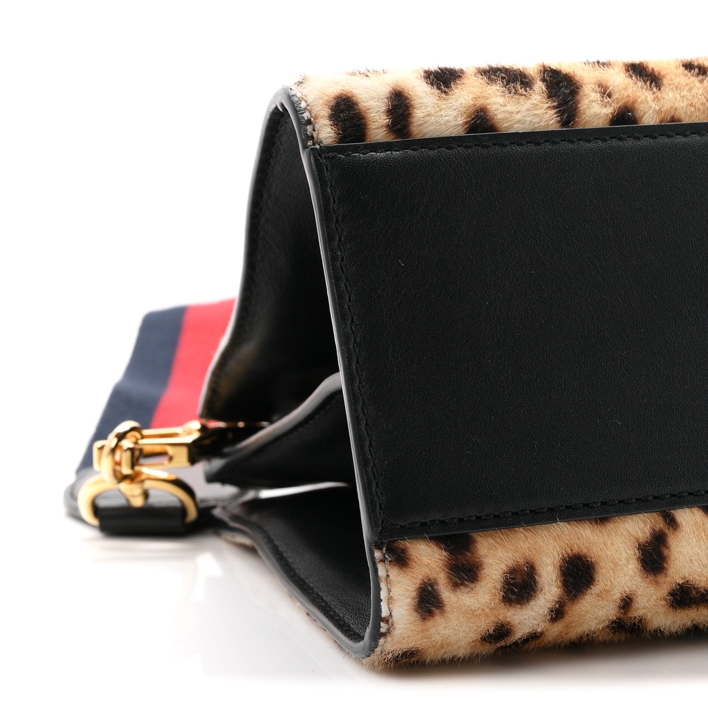 Calf Hair Bamboo Web Leopard Print Mini Nymphaea Top Handle Bag