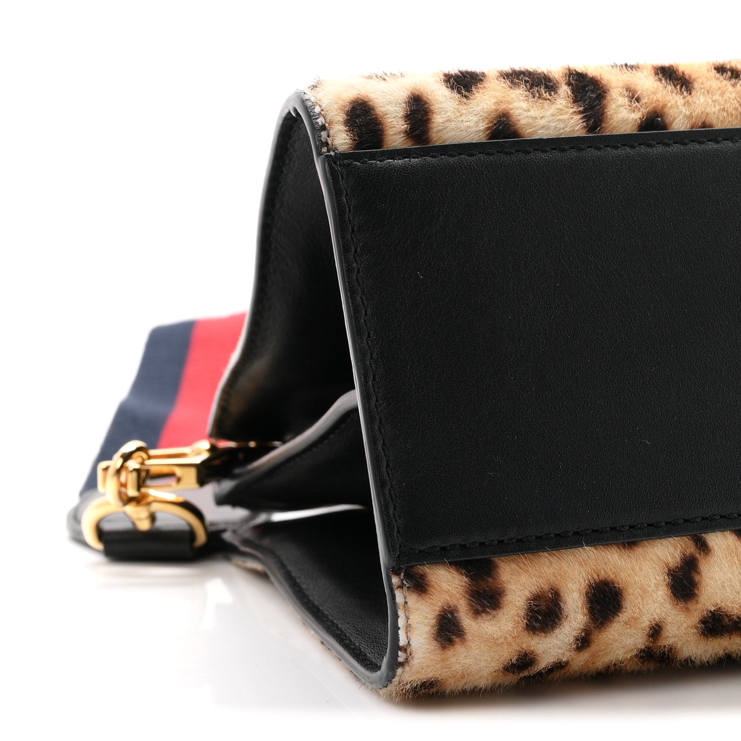 Gucci Calf Hair Bamboo Web Leopard Print Mini Nymphaea Top Handle Bag 9 of 11