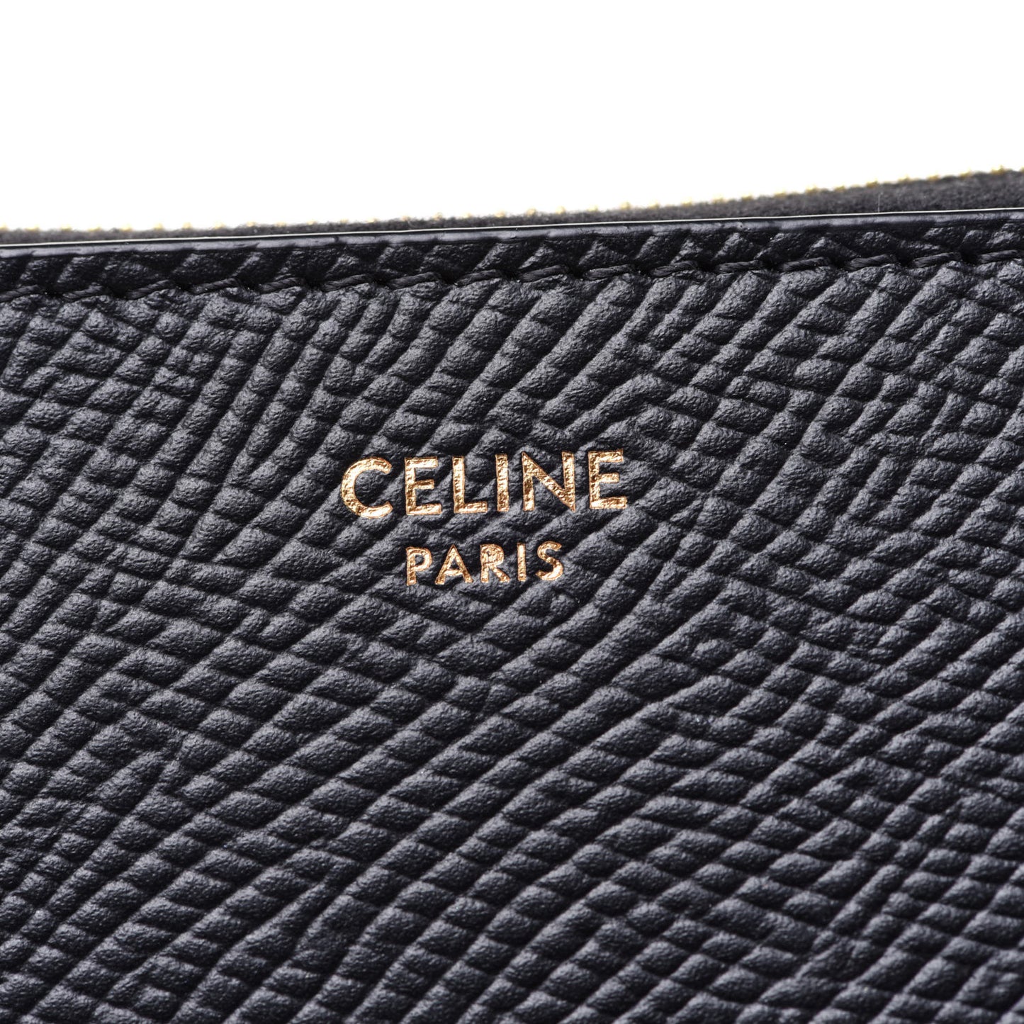 Grained Calfskin Compact Zipped Wallet Black