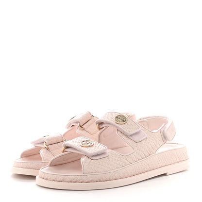 Chanel Calfskin Printed Velcro Dad Sandals 38 Pink 3 of 11