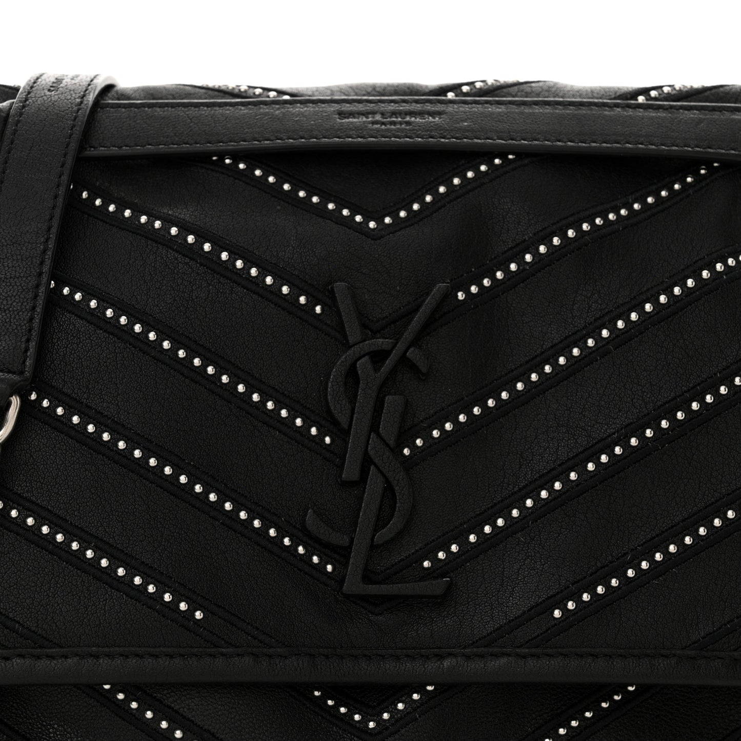 Calfskin Matelasse Monogram Microstud Medium Niki Chain Satchel Black