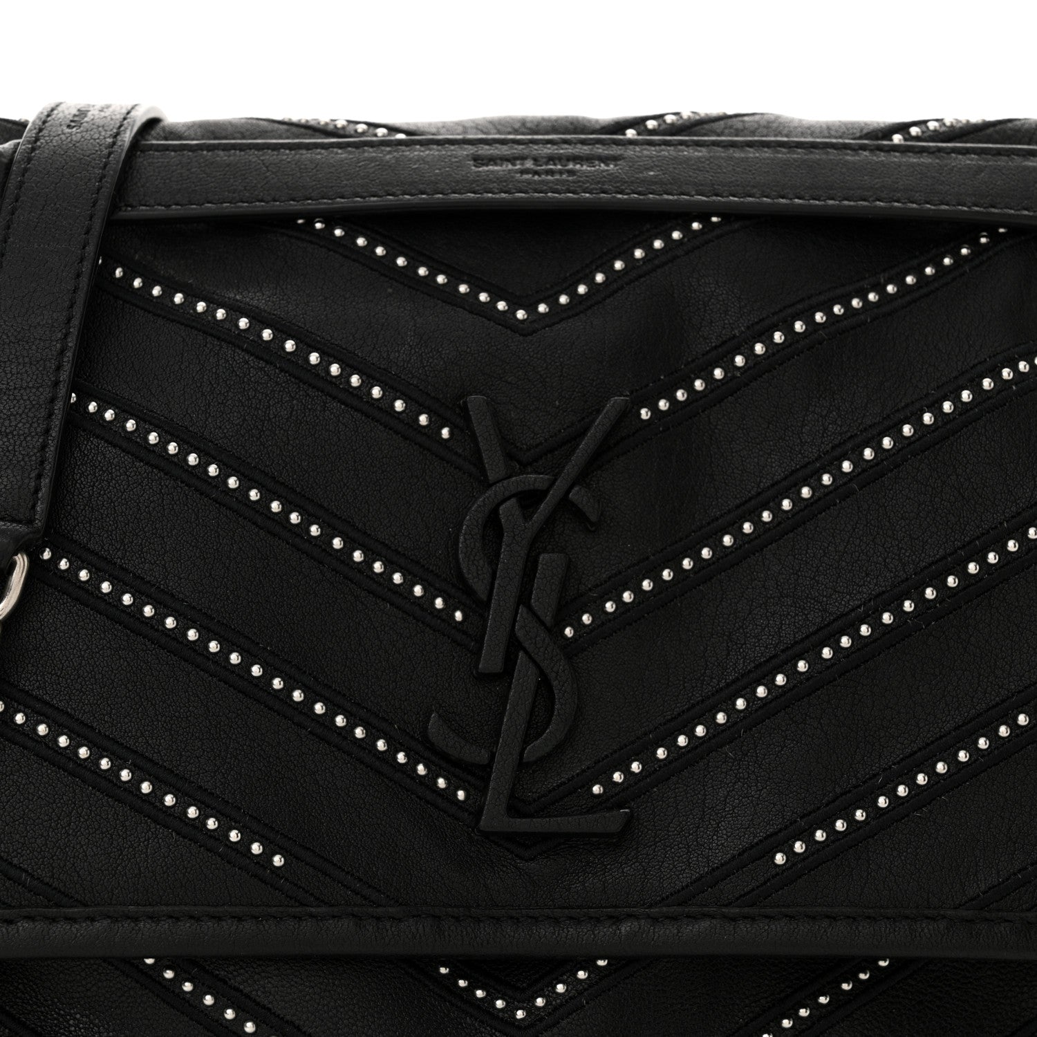 Saint Laurent Calfskin Matelasse Monogram Microstud Medium Niki Chain Satchel Black 8 of 11