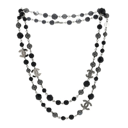 Chanel Ruthenium Pearl Beaded CC Long Necklace Black 2 of 7