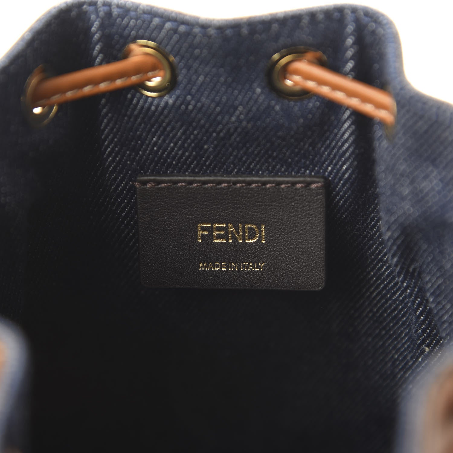 Fendi Denim Vitello King F is Fendi FF Embroidered Mini Mon Tresor Bucket Bag Blue Cuoio 8 of 10