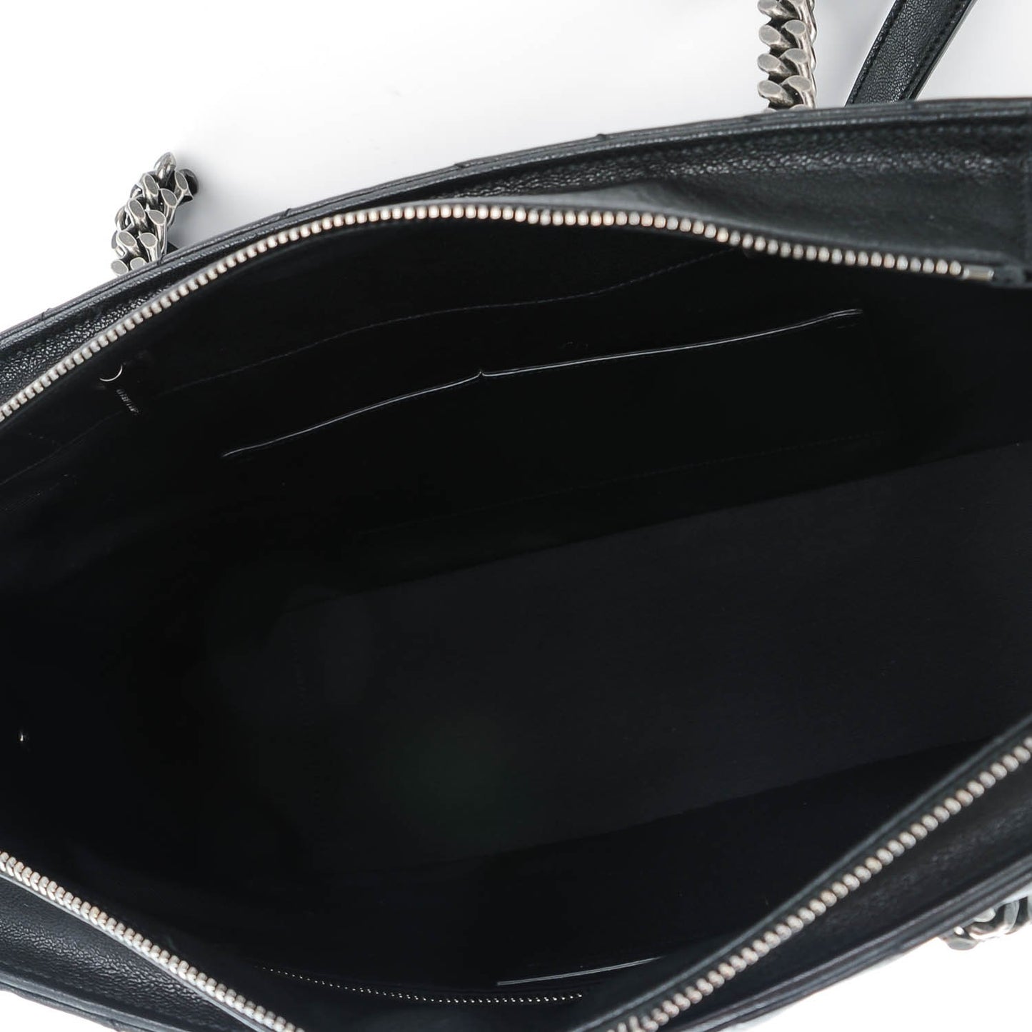 Sheepskin Matelasse Chevron Large Monogram Shopping Bag Black