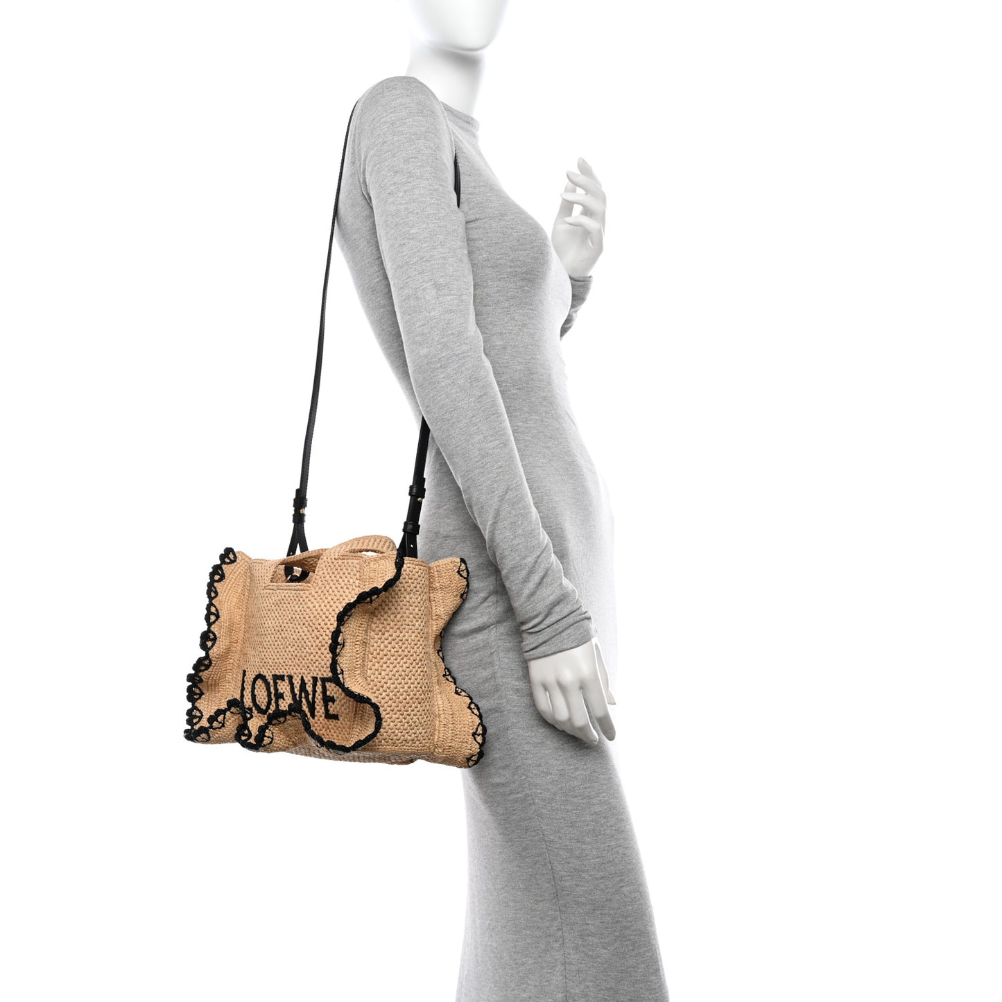 Raffia Calfskin Balloon Ruffles Bucket Bag Natural TanRaffia Small Paula's Ibiza Logo Tote Natural Black