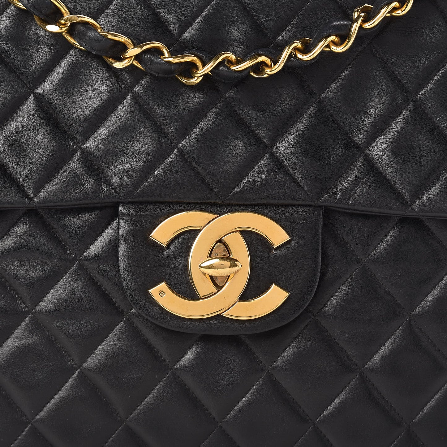 Lambskin Quilted XL Jumbo Single Flap Black