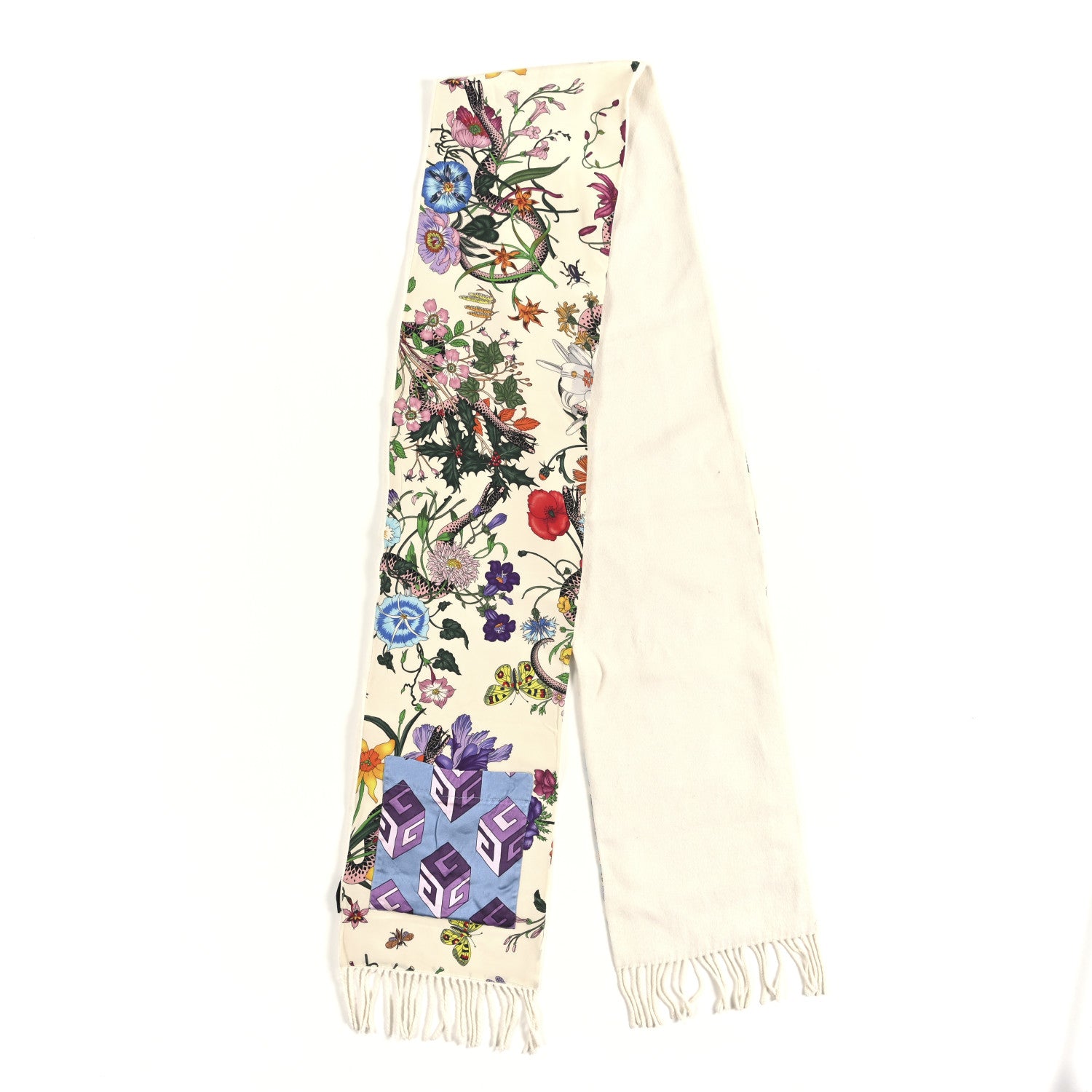 GUCCI 花柄 ストール Gucci Cashmere Flora Pocket Scarf Ivory Multicolor 1840975