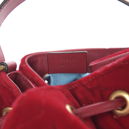 Gucci Velvet Matelasse GG Marmont Bucket Bag Hibiscus Red 6 of 9