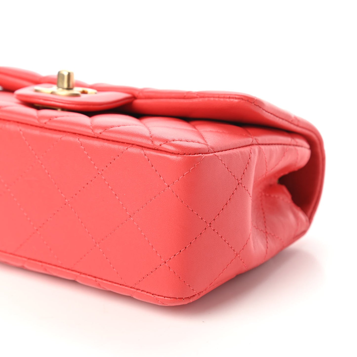 Lambskin Quilted Mini Rectangular Flap Red