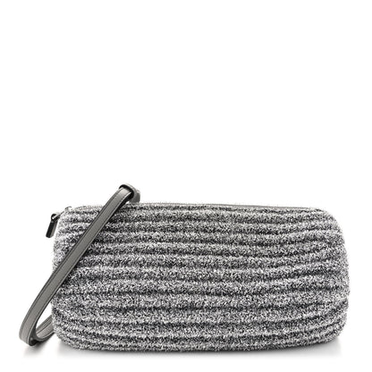 Loewe Metallic Lurex Pleated Bracelet Pouch Shoulder Bag Silver 1 of 9