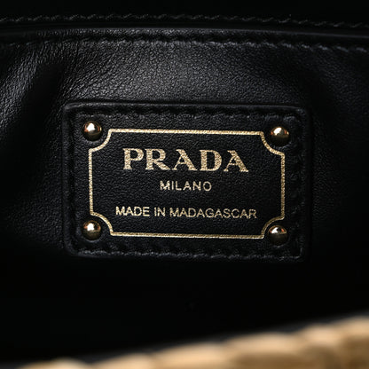 Prada Yarn Raffia Effect Crochet Shoulder Bag Natural Black 6 of 9