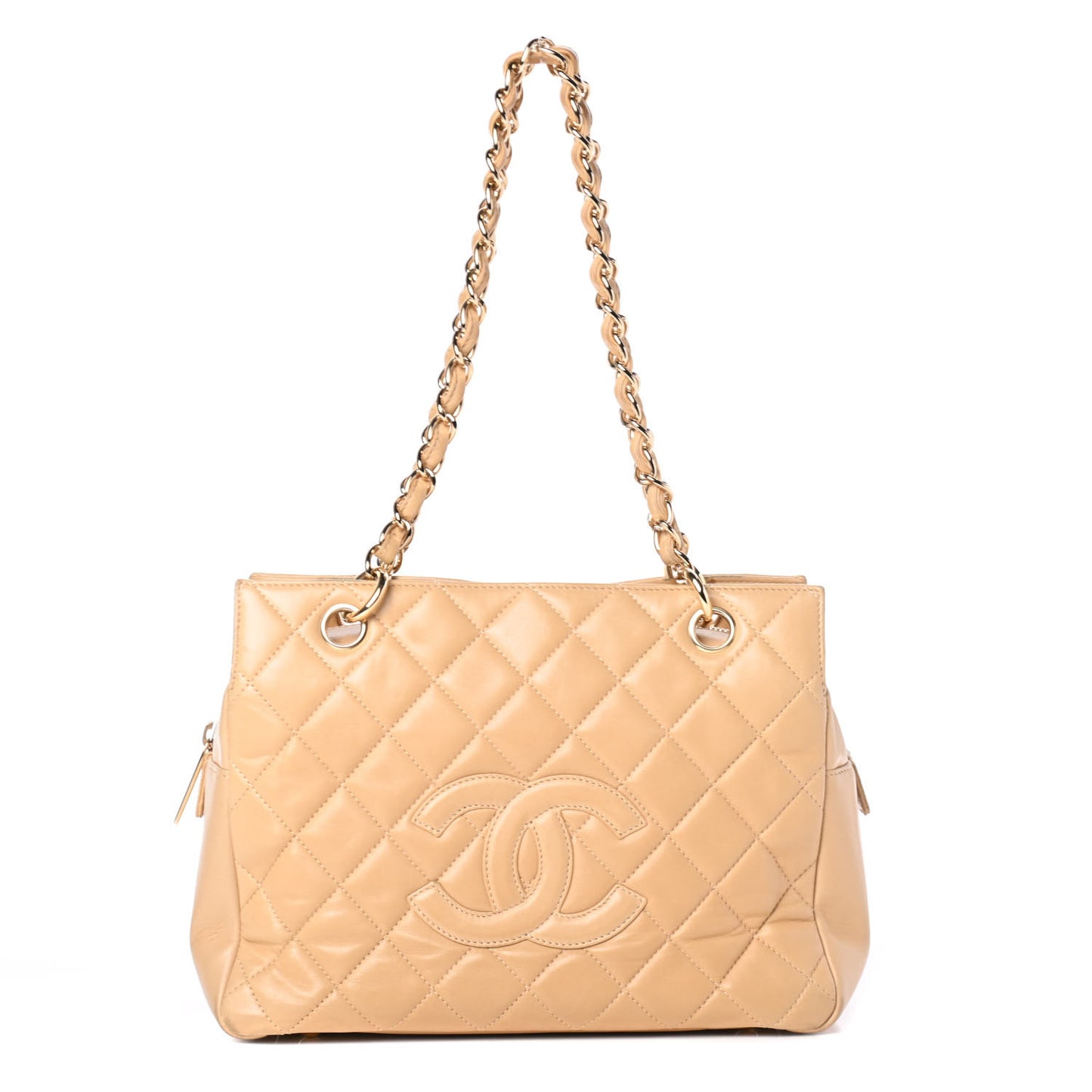 Lambskin Quilted Petit Timeless Shopping Tote PTT Beige