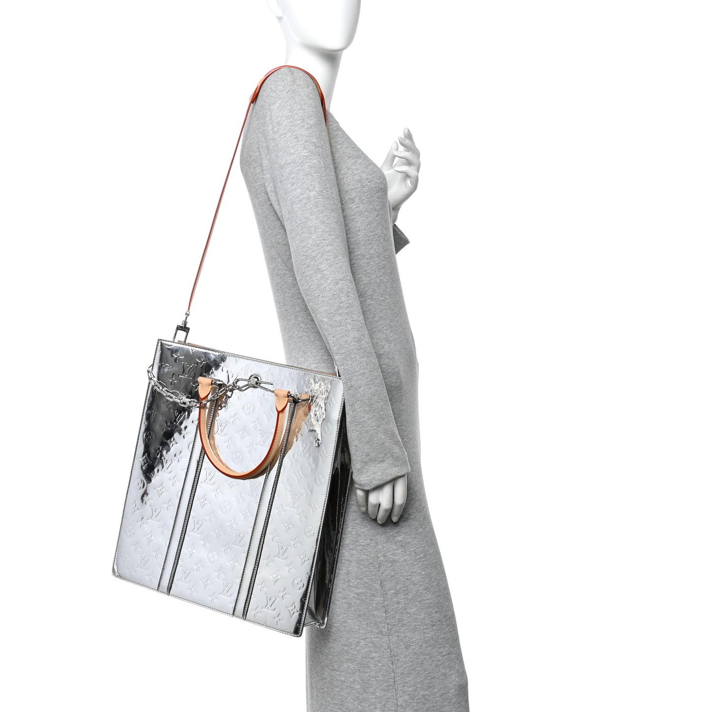 Monogram Mirror Sac Plat NM Silver