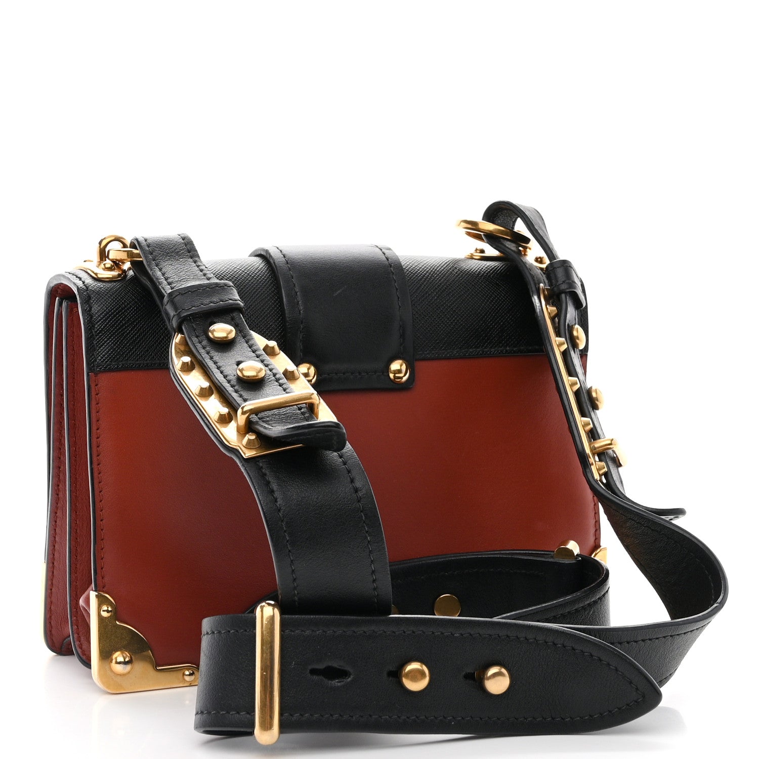 Prada City Calfskin Saffiano Cahier Bag Cotto Black 3 of 12