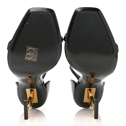 Saint Laurent Patent Calfskin Opyum 110 Sandals 40 Black Gold 6 of 9