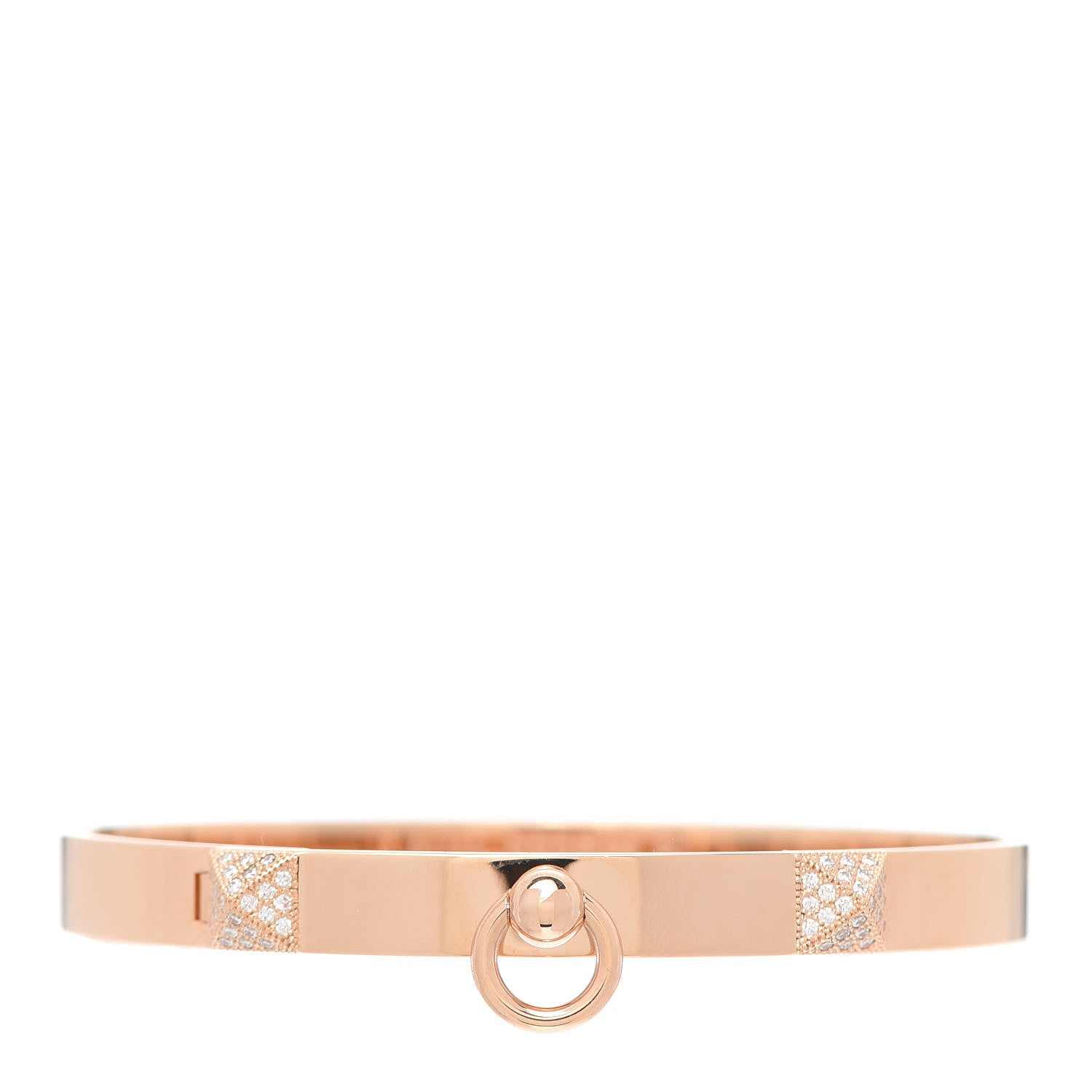 Hermes 18K Rose Gold Diamond PM Collier De Chien Bracelet SH 1 of 6