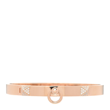 Hermes 18K Rose Gold Diamond PM Collier De Chien Bracelet SH 1 of 6