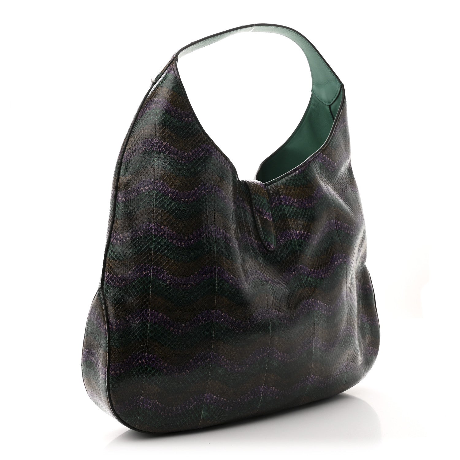 Gucci Snakeskin Large Jackie Hobo Green Multicolor 4 of 13