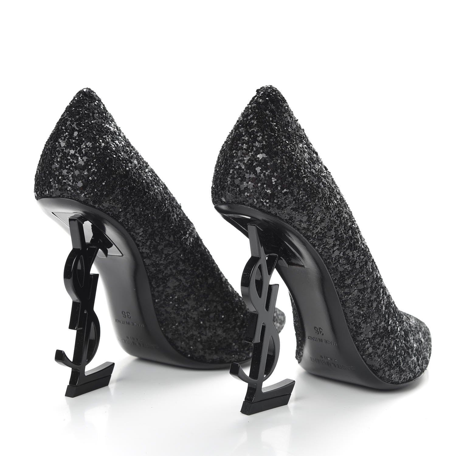 Saint Laurent Glitter Opyum 100 Pumps 36 Black 4 of 10