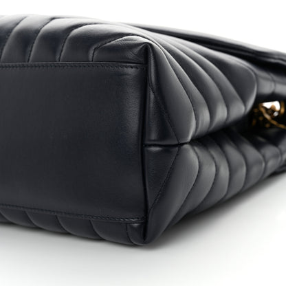 Saint Laurent Calfskin Y Quilted Monogram Medium Loulou Chain Satchel Deep Marine 9 of 10