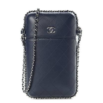 Chanel Lambskin Quilted Chain Around Phone Holder Navy 1 of 12