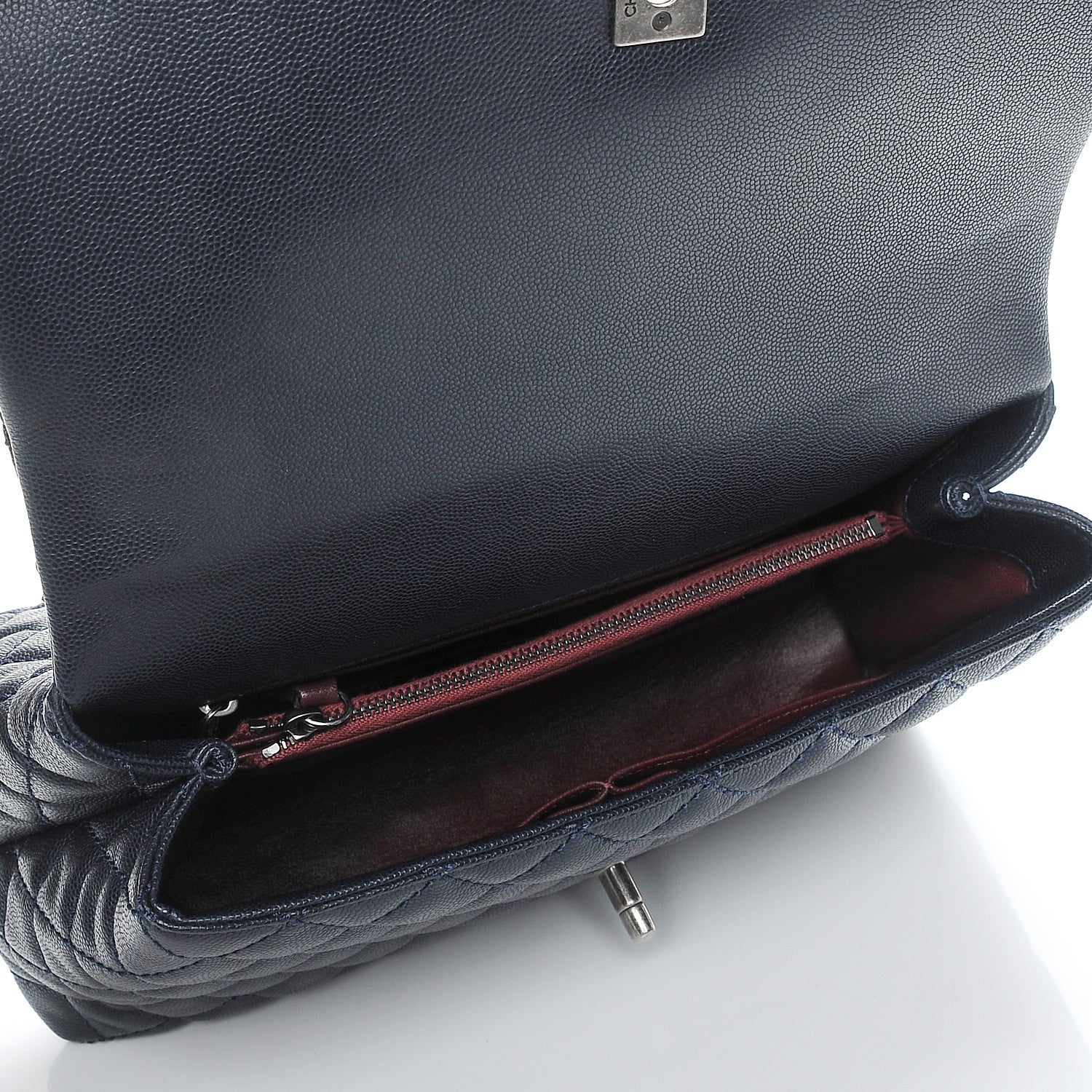 Chanel Caviar Lizard Quilted Small Coco Handle Flap Navy 5 of 9