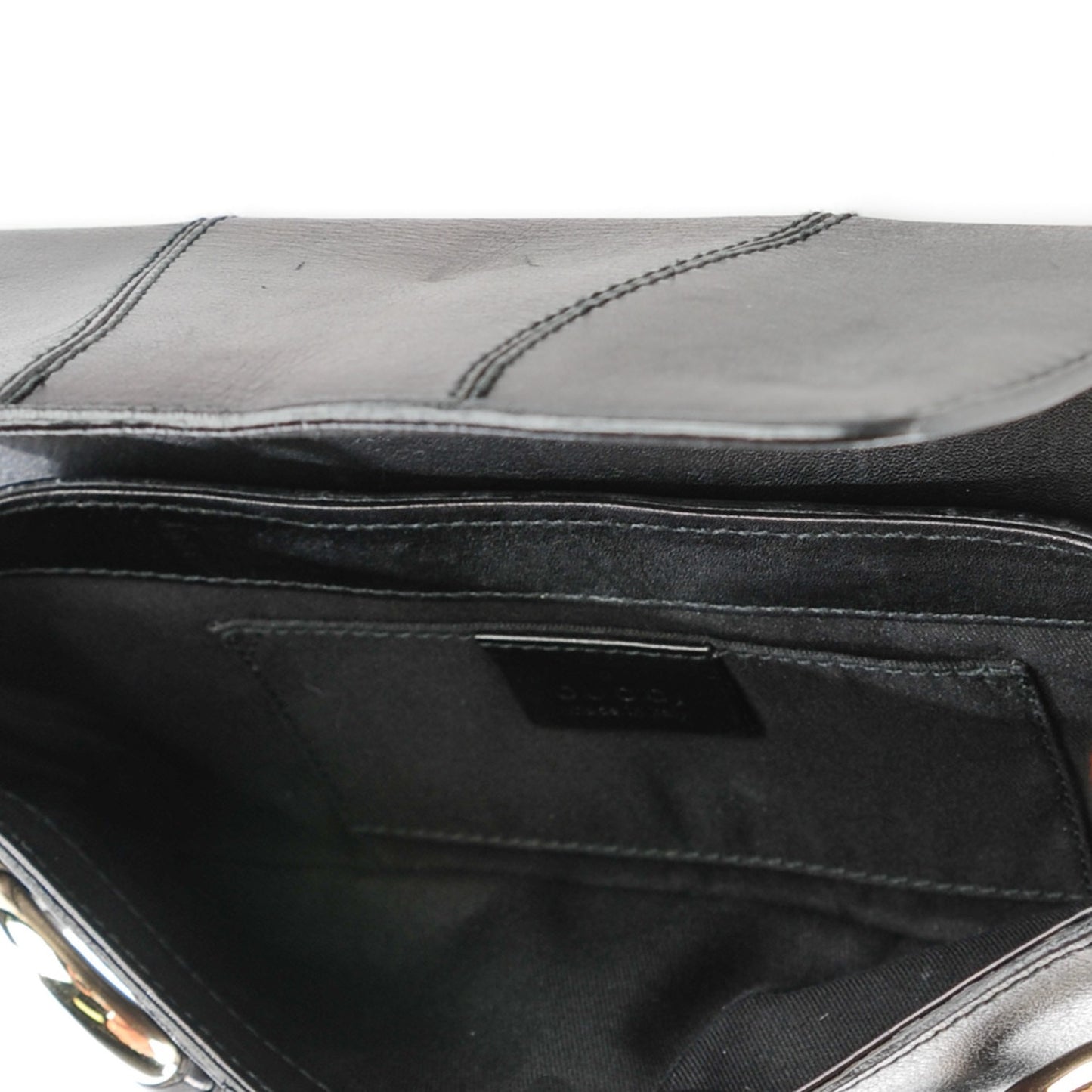 Calfskin Small Horsebit Chain Clutch Black