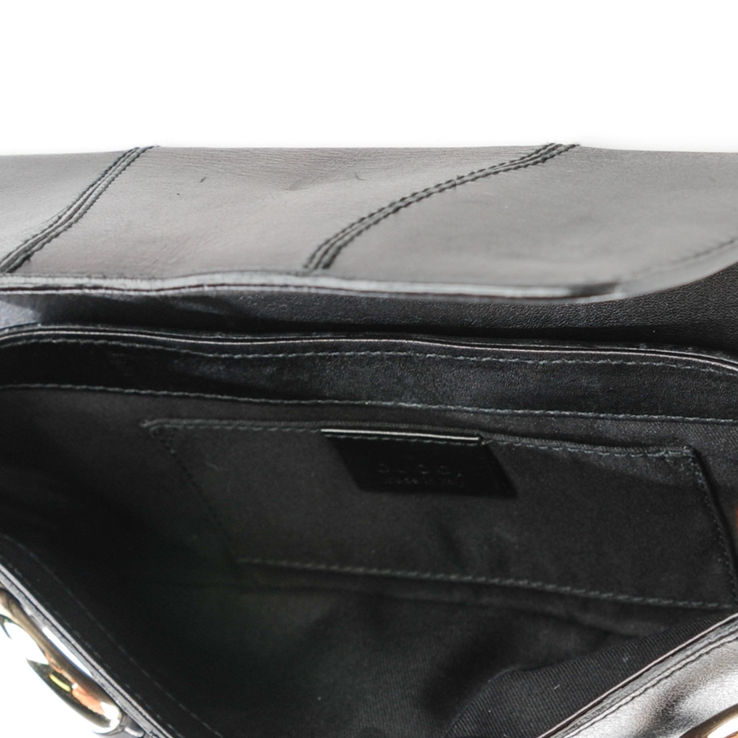 Gucci Calfskin Small Horsebit Chain Clutch Black 5 of 7