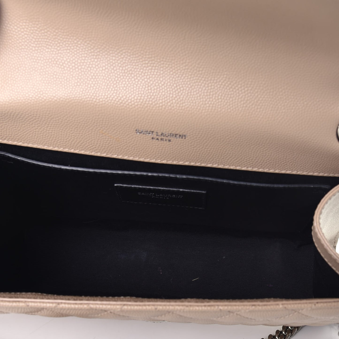 Grain De Poudre Textured Mixed Matelasse Medium Triquilt Monogram Satchel Dark Beige