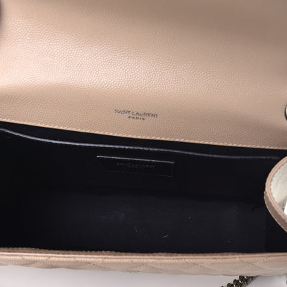 Saint Laurent Grain De Poudre Textured Mixed Matelasse Medium Triquilt Monogram Satchel Dark Beige 5 of 8
