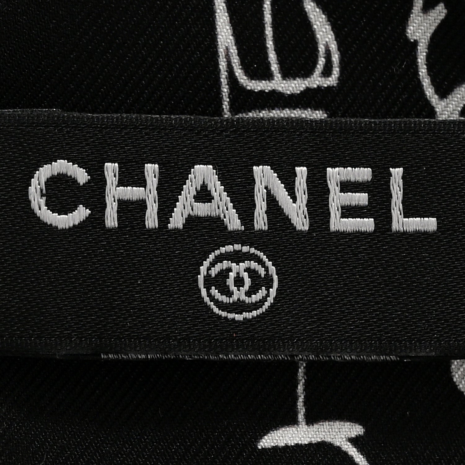 Chanel Silk Slim Bandeau Scarf Black White 3 of 4