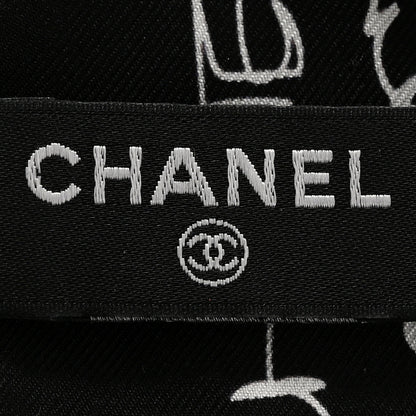 Chanel Silk Slim Bandeau Scarf Black White 3 of 4