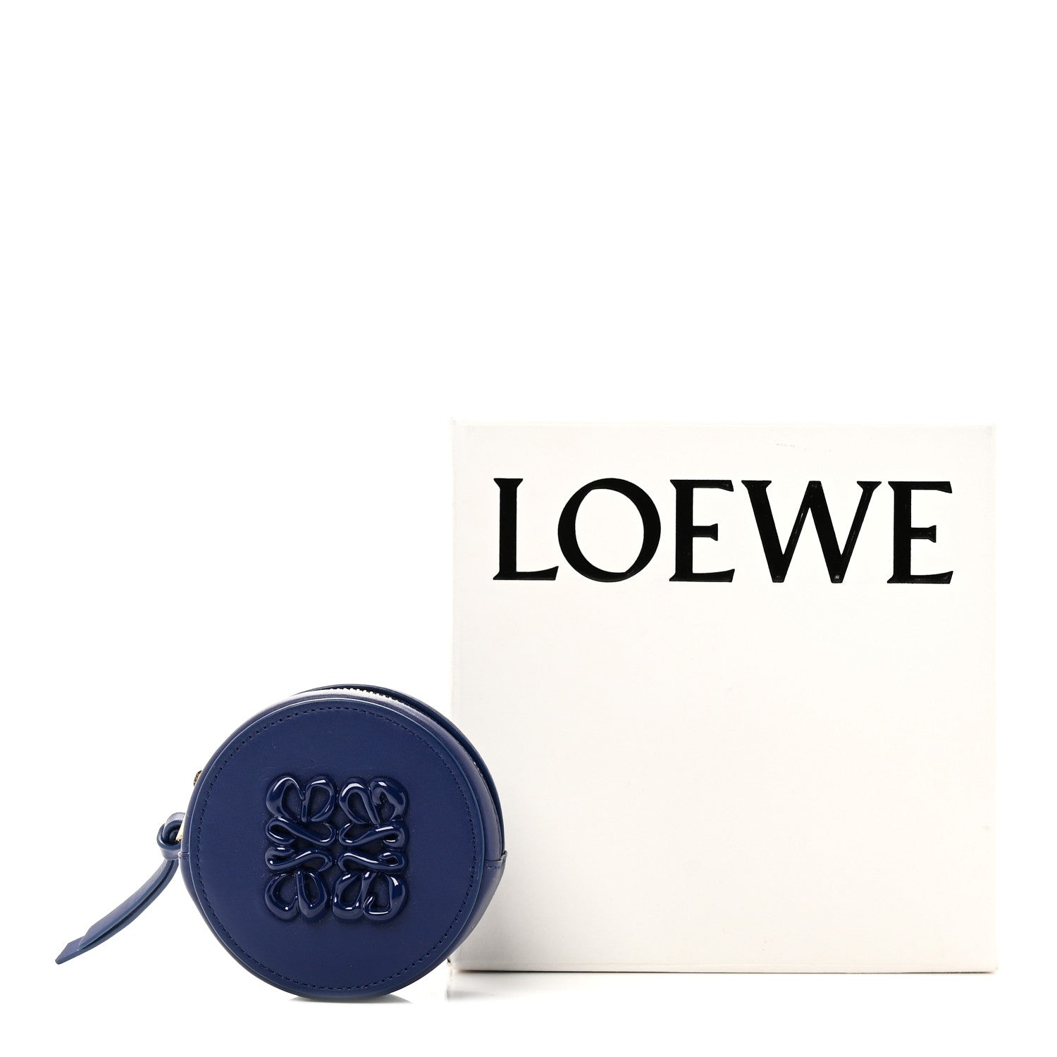 Loewe Calfskin Inflated Anagram Cookie Zip Coin Case Blue 1858995