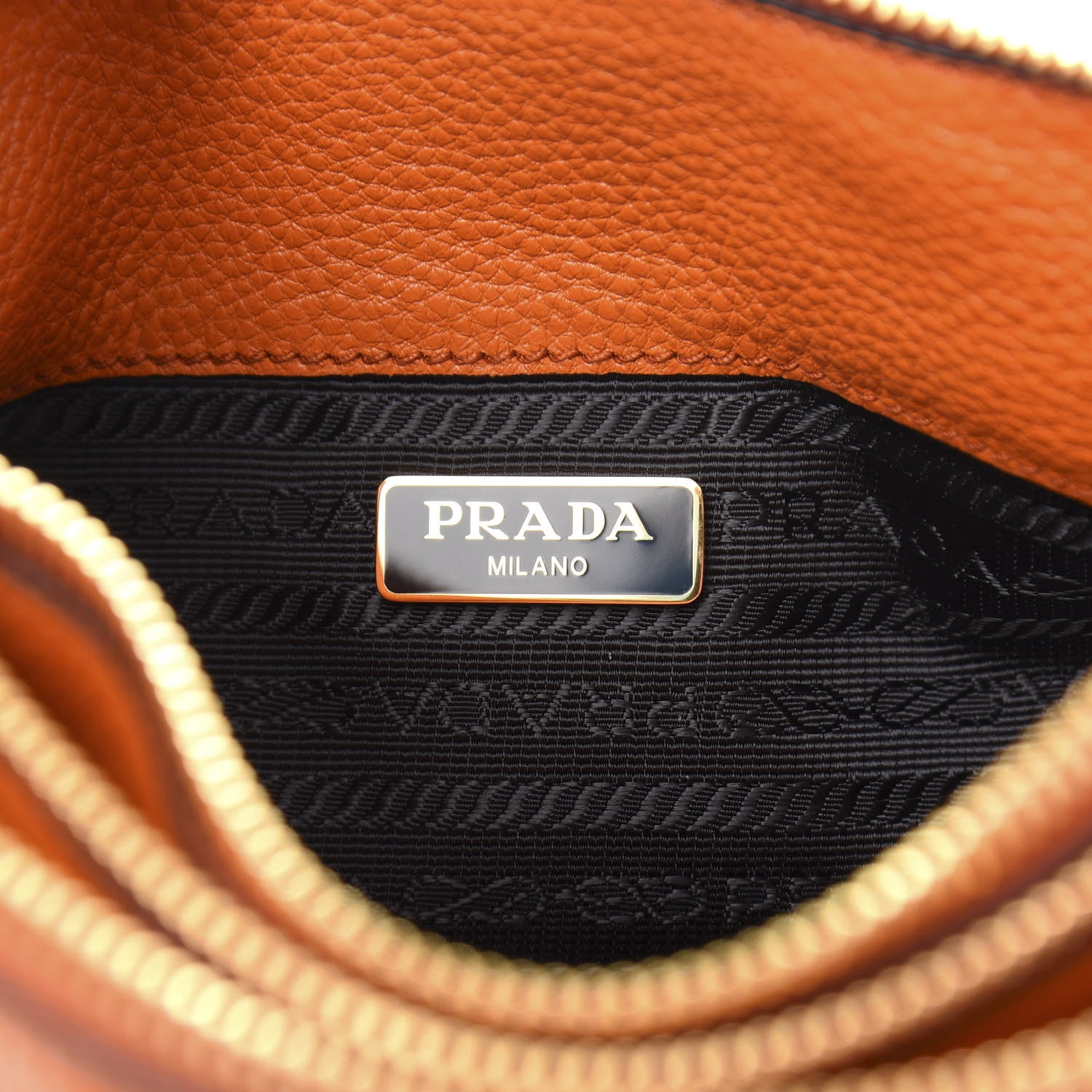 Prada Vitello Daino Double Zip Crossbody Bag Papaya 5 of 10