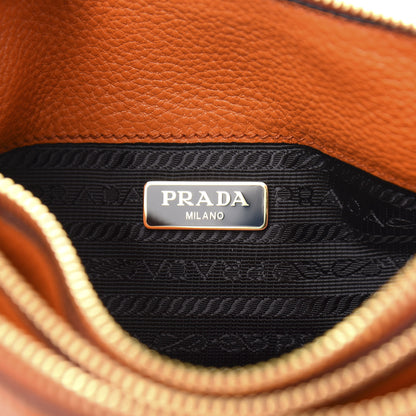 Prada Vitello Daino Double Zip Crossbody Bag Papaya 5 of 10