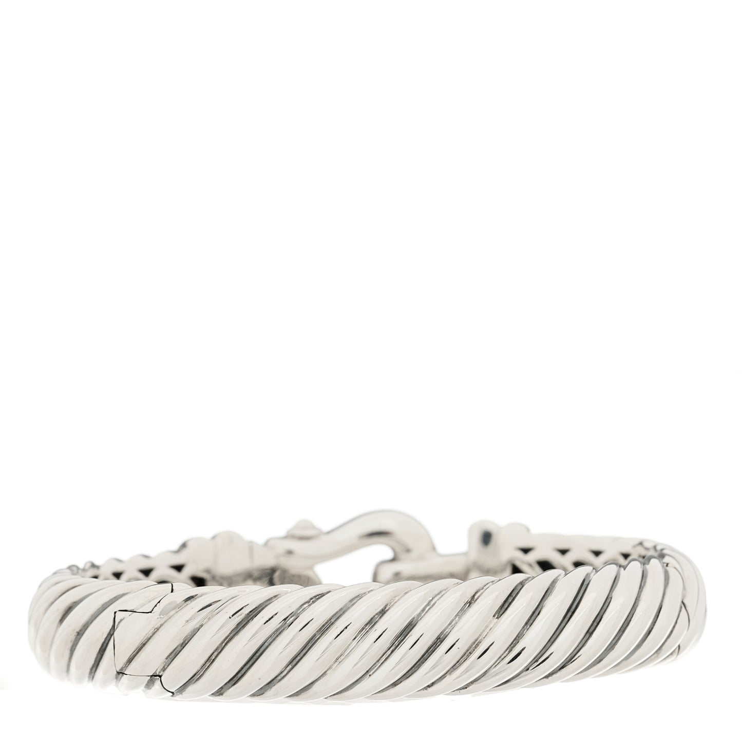 Sterling Silver Diamond 10mm Cable Buckle Bracelet