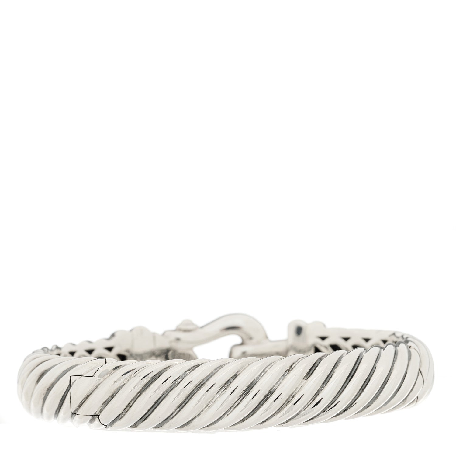 David Yurman Sterling Silver Diamond 10mm Cable Buckle Bracelet 2 of 3