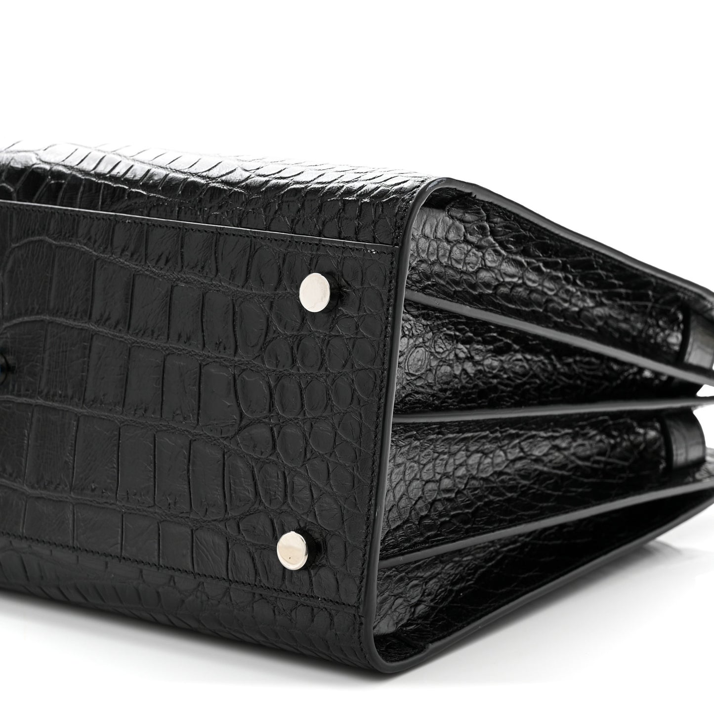 Calfskin Crocodile Embossed Small Sac de Jour Black