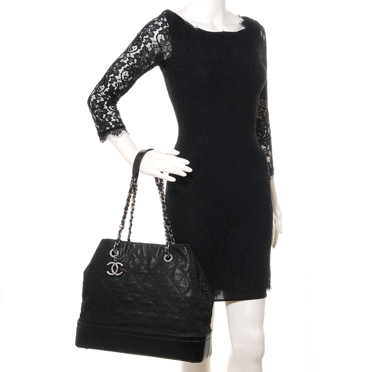 Iridescent Calfskin VIP Large Tote Black