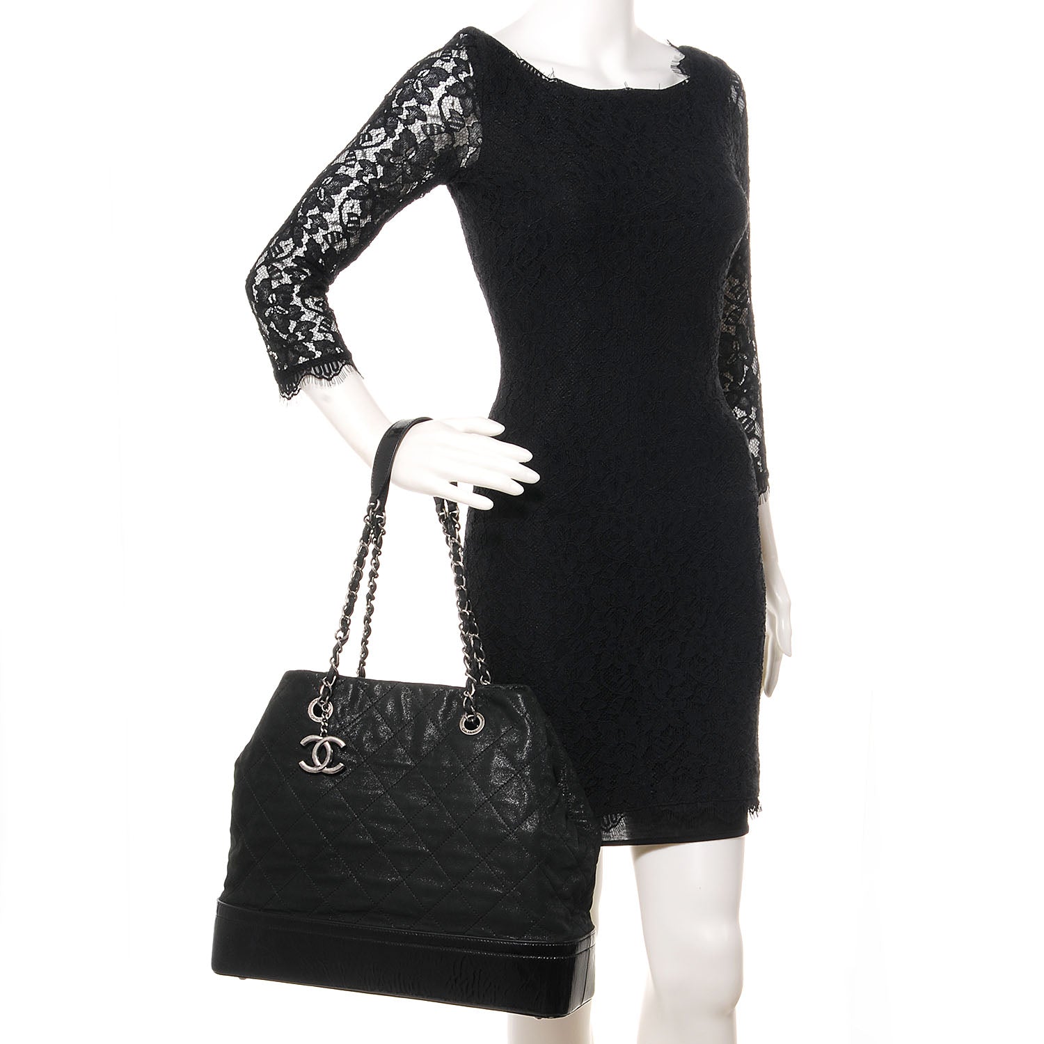 Chanel Iridescent Calfskin VIP Large Tote Black 2 of 7